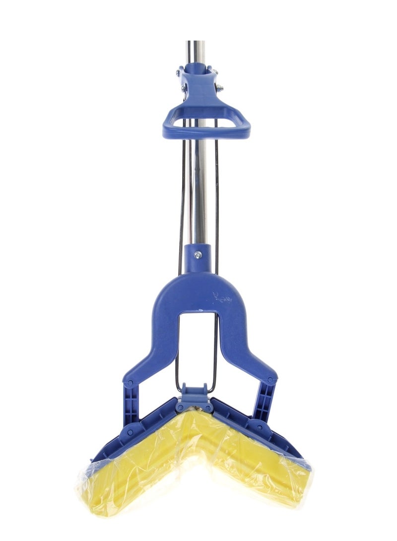 مساحة موب إسفنجية ماصة من الفولاذ المقاوم للصدأ بمقبض تلسكوبي، لتنظيف الأرضيات بسهولة وفعالية - لون ازرق - Image 2