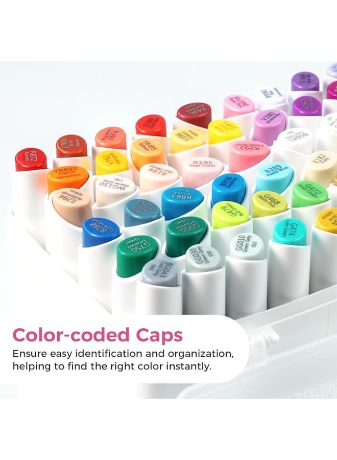 Ohuhu Alcohol Pens, 60 Colours, Slim Wide & Brush with Double Tip, Art Marker Set for Artists, Adults, Colouring, Drawing, Sketching, Highlighting, Comic Clay from the Kaala B Series - Image 4