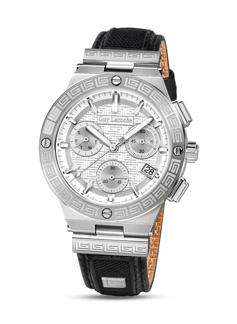 Guy Laroche Sacha Watch for Men with Black Genuine Leather Strap 42 mm 5 Atm