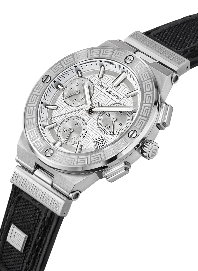Guy Laroche Sacha Watch for Men with Black Genuine Leather Strap 42 mm 5 Atm