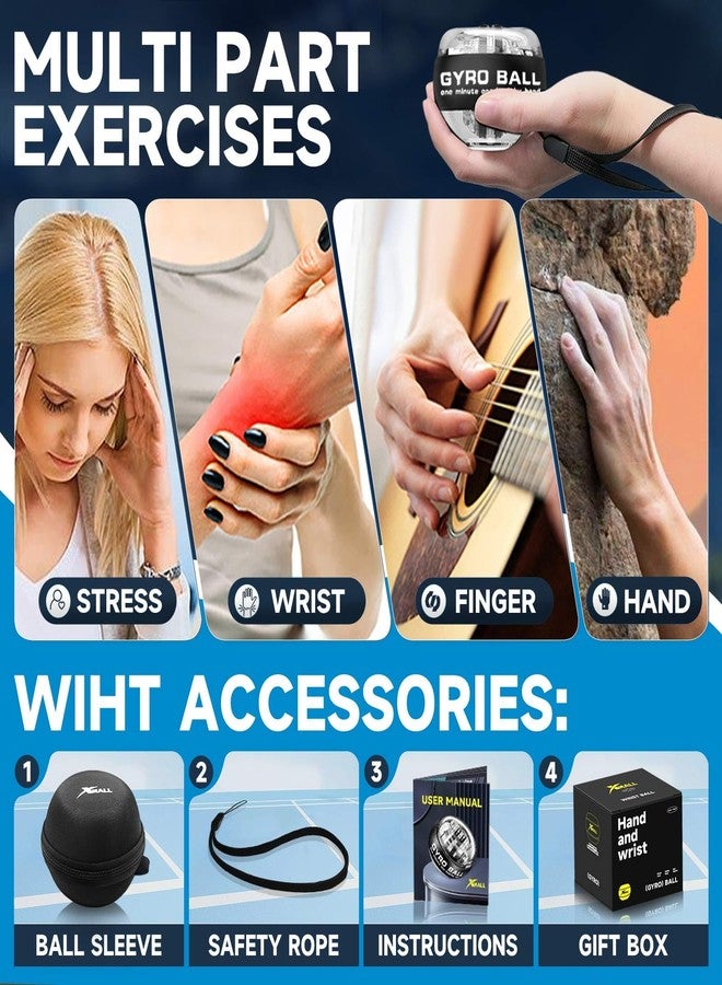 XMALL Wrist Power Gyro Ball, Hand Forearm Strengthener, Wrist Trainer, Auto-Start Colorful Lighting (Black) - Image 4
