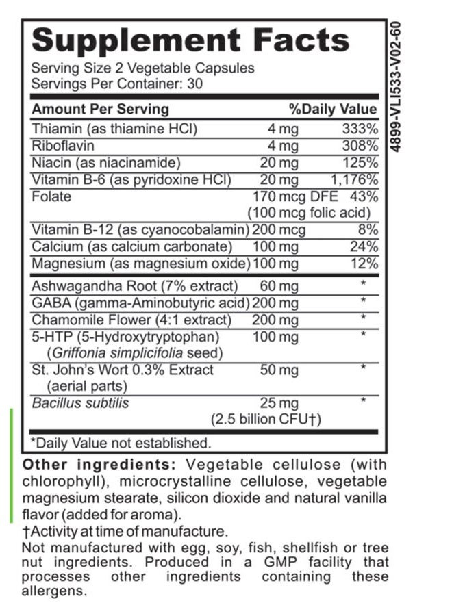 DrFormulas مكمل بروبيوتيك لتعزيز المزاج مع فيتامينات ب المركب للضغط للأطفال والنساء والرجال | مكمل نيكسا بايوتيك مع كبسولات أشواغاندا، نبتة سانت جون، غابا، مغنيسيوم للهدوء، 60 حبة - Image 2