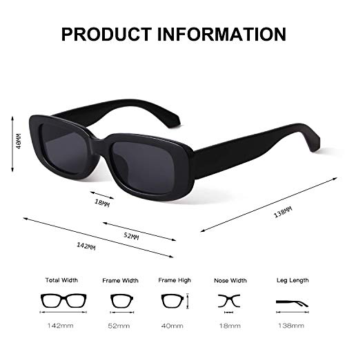 BUTABY Rectangle Sunglasses for Women Retro Driving Glasses 90’s Vintage Fashion Narrow Square Frame UV400 Protection Black & White - Image 4