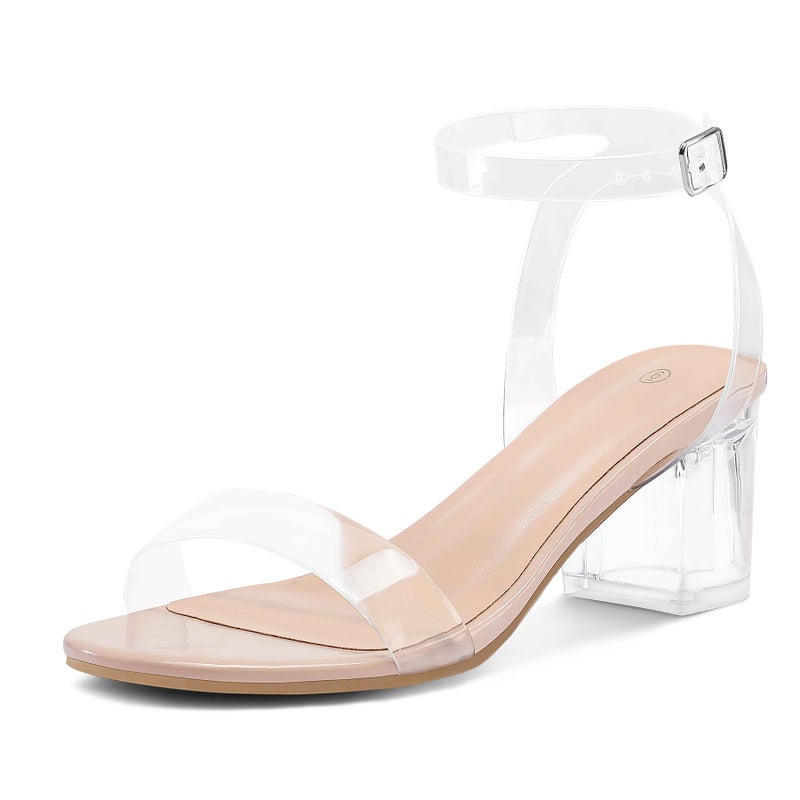 mysoft Women's Chunky Low Heels Open Toe Block Heeled Dress Ankle Strap Pump Wedding Sandals - Image 1
