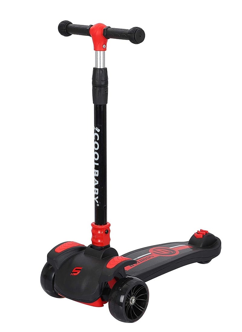 Cool Baby Kid's Scooter 3 Wheels Big Pedal Foldable Kick Scooter with Music, Height Adjustable with LED Light Wheels  - Image 2