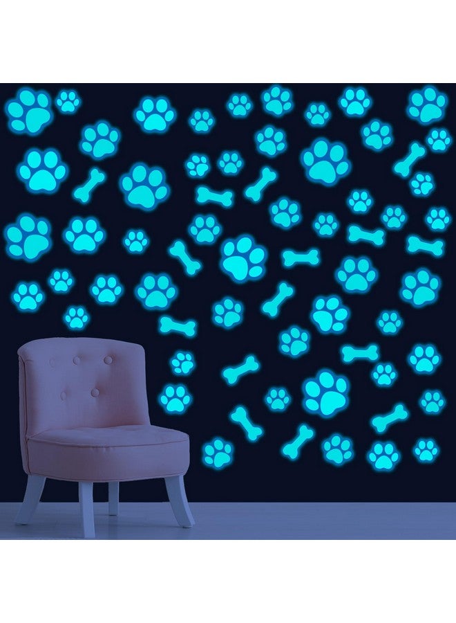 Eersida 127 Glow in The Dark Dog Paw Stickers Luminous Removable Vinyl Wall Decals for Kids Nursery Bedroom(Blue Light) - Image 3