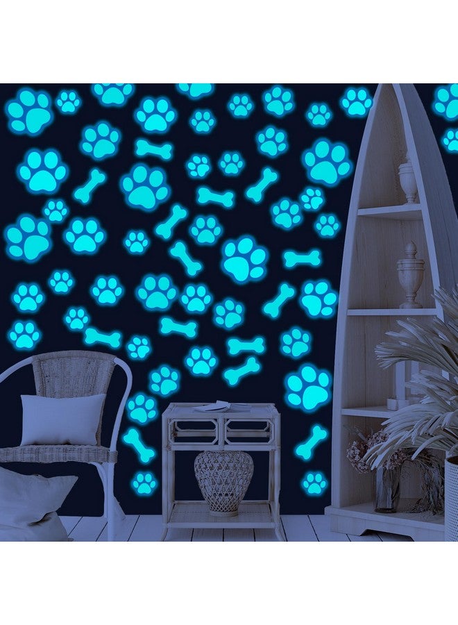 Eersida 127 Glow in The Dark Dog Paw Stickers Luminous Removable Vinyl Wall Decals for Kids Nursery Bedroom(Blue Light) - Image 5