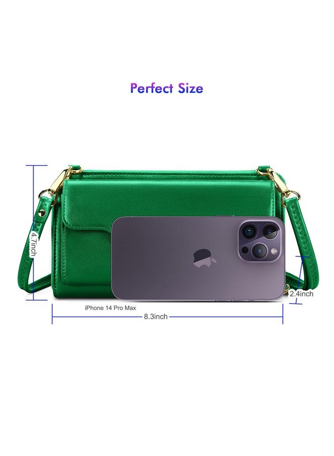 nuoku Crossbody Bags for Women, Wristlet Wallets for Women, Small Clutch Purses for Women, Cell Phone Wallet, Rfid Wallet, Dark green - Image 4