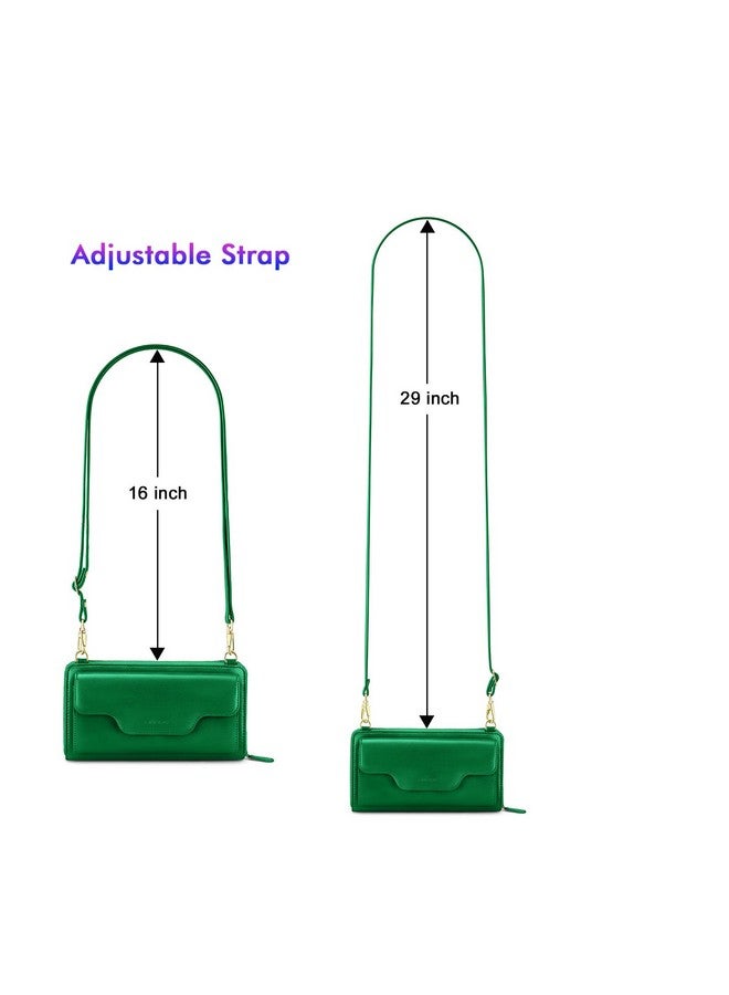 nuoku Crossbody Bags for Women, Wristlet Wallets for Women, Small Clutch Purses for Women, Cell Phone Wallet, Rfid Wallet, Dark green - Image 3