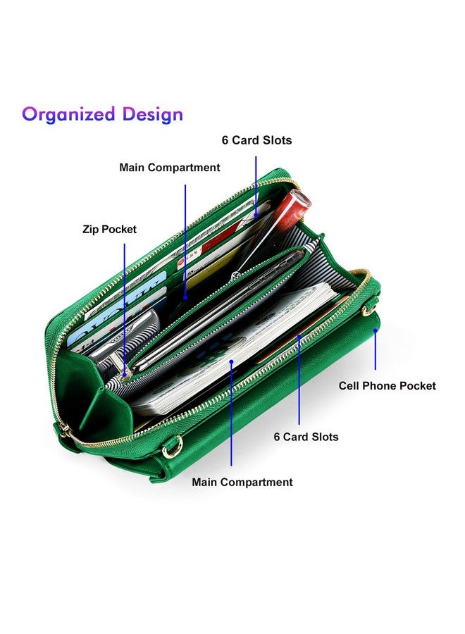 nuoku Crossbody Bags for Women, Wristlet Wallets for Women, Small Clutch Purses for Women, Cell Phone Wallet, Rfid Wallet, Dark green - Image 2
