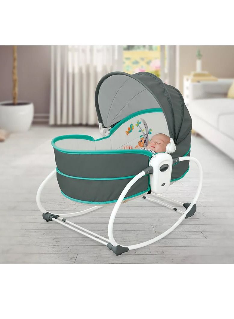 5 in 1 Baby Cradle Swing, Portable Newborn Gliding Bassinet with Detachable Canopy Music Toys Vibration, Rocking Infant Crib Sleeping Chair for Travel - Image 5