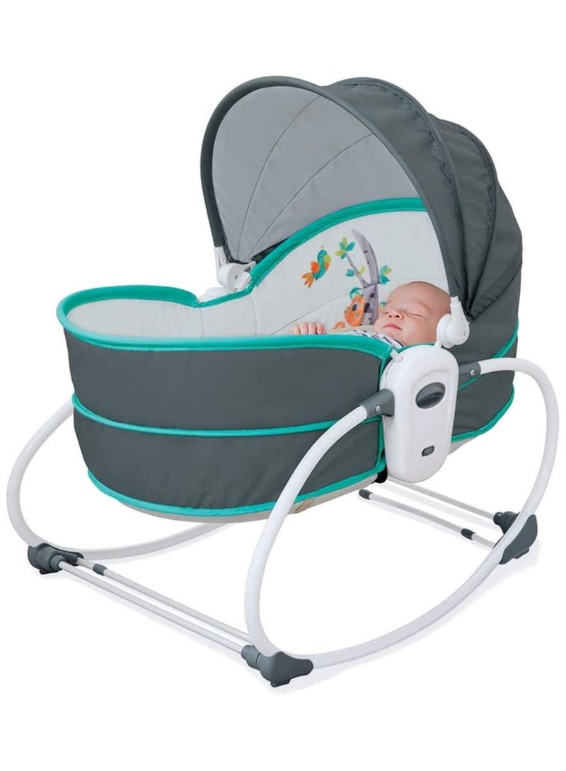 5 in 1 Baby Cradle Swing, Portable Newborn Gliding Bassinet with Detachable Canopy Music Toys Vibration, Rocking Infant Crib Sleeping Chair for Travel - Image 2