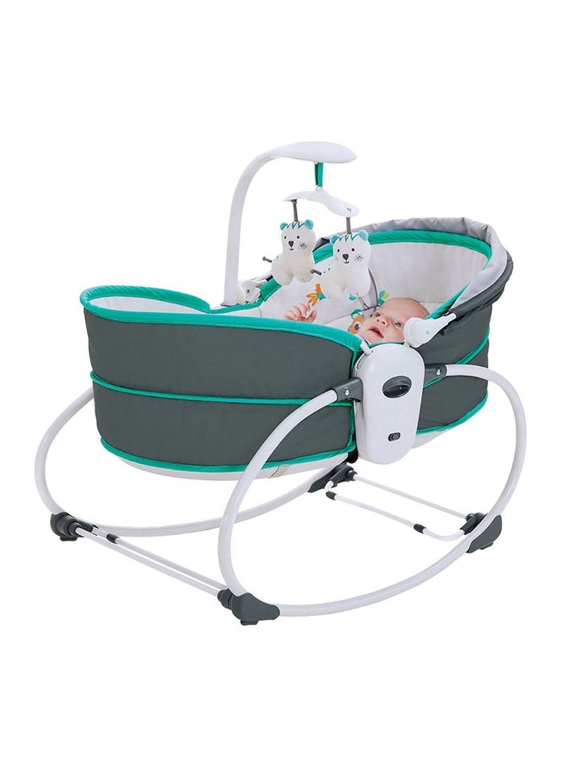 5 in 1 Baby Cradle Swing, Portable Newborn Gliding Bassinet with Detachable Canopy Music Toys Vibration, Rocking Infant Crib Sleeping Chair for Travel - Image 1