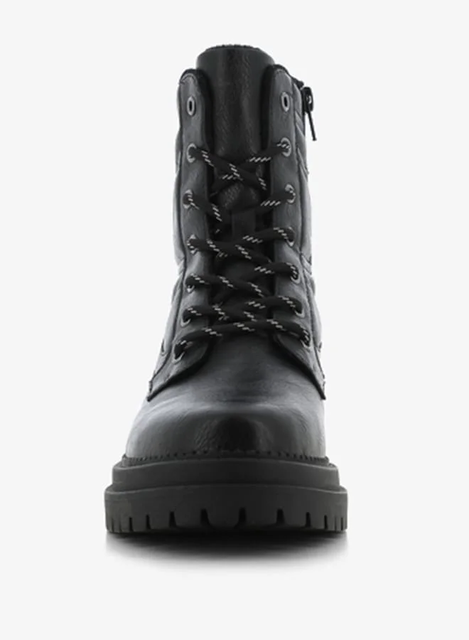 اس جي Women's Textured High Shaft Boots with Zip Closure