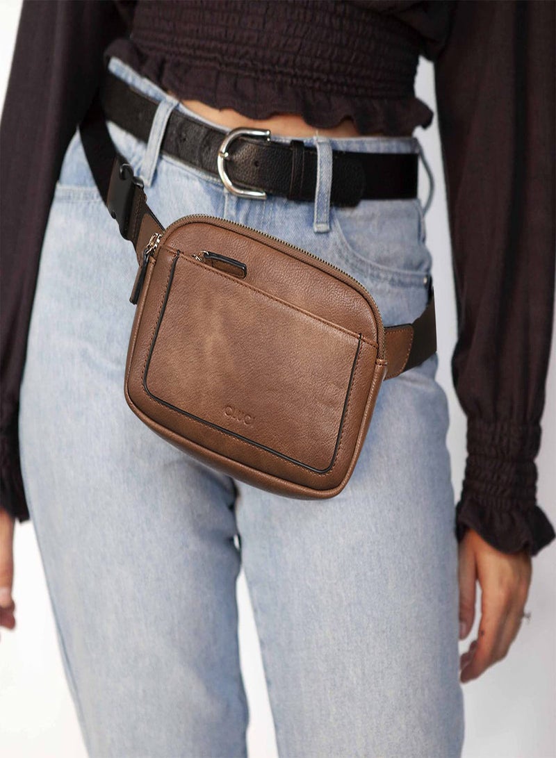 Excefore Belt Bag for Women PU Leather  Pack Crossbody Bags for Women Waist Bag with Adjustable Strap Mini Everywhere Crossbody Waist Bag Fashion Crossbody Bag for Gym Workout Travelling - Image 1