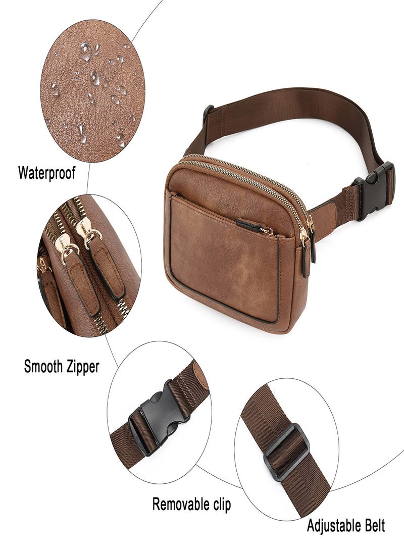 Excefore Belt Bag for Women PU Leather  Pack Crossbody Bags for Women Waist Bag with Adjustable Strap Mini Everywhere Crossbody Waist Bag Fashion Crossbody Bag for Gym Workout Travelling - Image 5