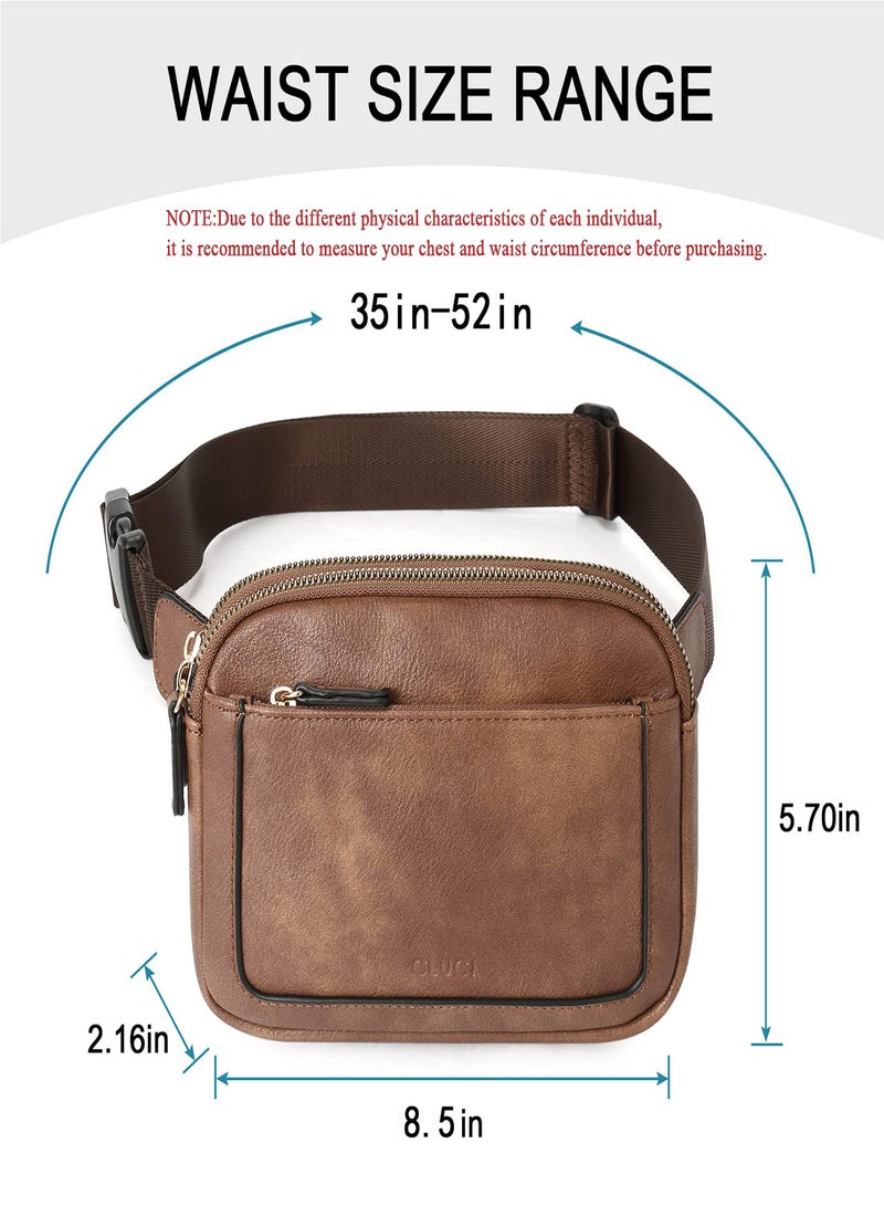 Excefore Belt Bag for Women PU Leather  Pack Crossbody Bags for Women Waist Bag with Adjustable Strap Mini Everywhere Crossbody Waist Bag Fashion Crossbody Bag for Gym Workout Travelling - Image 4