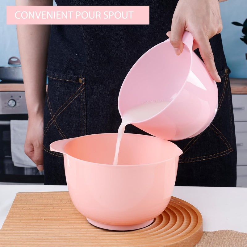 BoxedHome Classic Mixing Bowl Set, BPA Free Plastic, Microwave and Dishwasher Safe (Set of 4, Pink), 4.5 quarts - Image 5