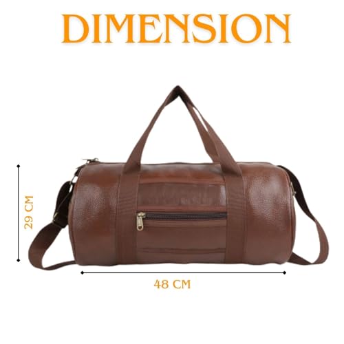 True Indian 20L Leather Gym Duffle Bag for Men & Women | Adjustable Shoulder Gym Bag | Unisex Gym Bag | Duffle Bag for Gym, Sports, Training, Workout & Fitness Bag (Brown) - Image 2