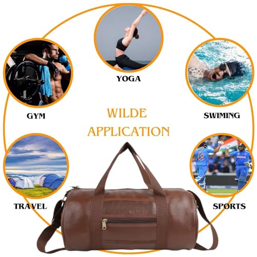 True Indian 20L Leather Gym Duffle Bag for Men & Women | Adjustable Shoulder Gym Bag | Unisex Gym Bag | Duffle Bag for Gym, Sports, Training, Workout & Fitness Bag (Brown) - Image 4