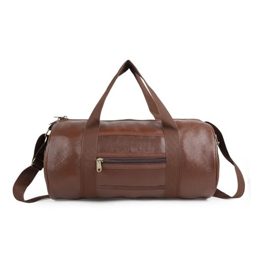 True Indian 20L Leather Gym Duffle Bag for Men & Women | Adjustable Shoulder Gym Bag | Unisex Gym Bag | Duffle Bag for Gym, Sports, Training, Workout & Fitness Bag (Brown) - Image 1