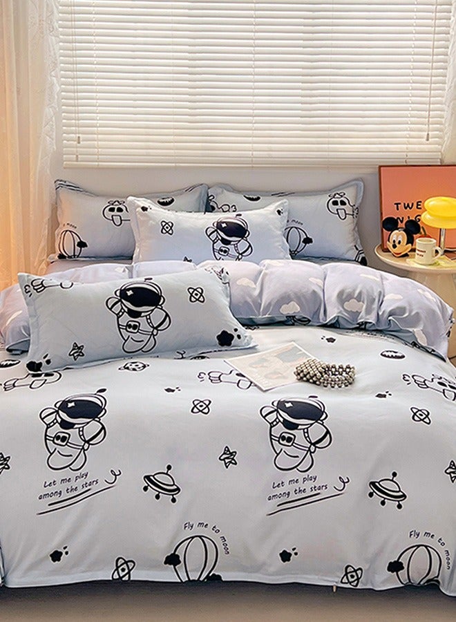 Sharpdo 4-Piece Set Bedding Modal Quilt Cover Set with 1 Quilt Cover 1 Sheet and 2 Pillowcases 1.5m Bed (160*210cm) - Image 1