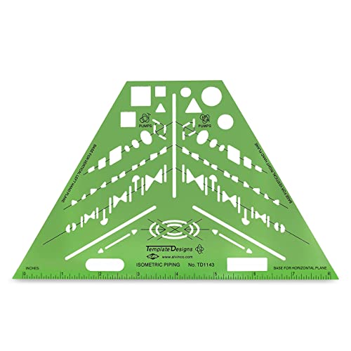 ALVIN TD1143, Isometric Piping Template, Design Tool for Students and Professionals Size: 8.5" x 5.25" x .03" - Image 3