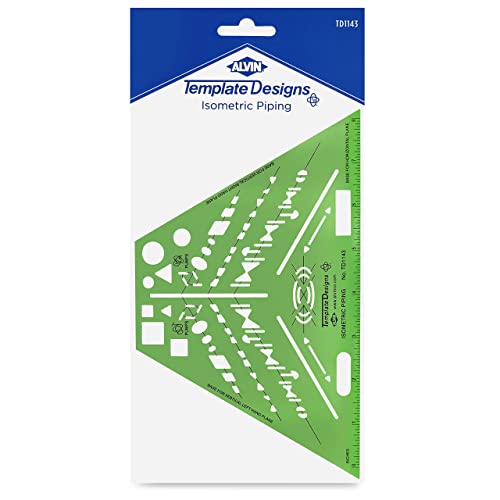 ALVIN TD1143, Isometric Piping Template, Design Tool for Students and Professionals Size: 8.5" x 5.25" x .03" - Image 1