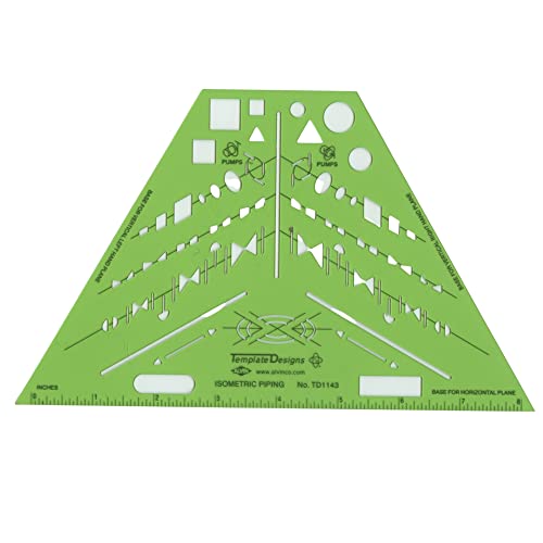 ALVIN TD1143, Isometric Piping Template, Design Tool for Students and Professionals Size: 8.5" x 5.25" x .03" - Image 4