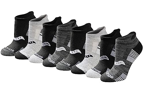 Saucony Women's RunDry Performance 8, 16 Pairs Heel Tab Athletic Socks, S-L, Black White Assorted (8 Pairs), Large - Image 1