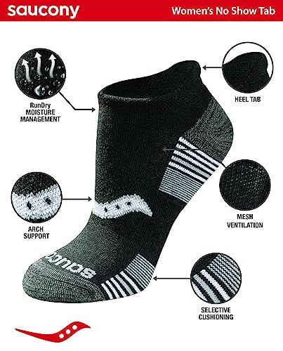 Saucony Women's RunDry Performance 8, 16 Pairs Heel Tab Athletic Socks, S-L, Black White Assorted (8 Pairs), Large - Image 2