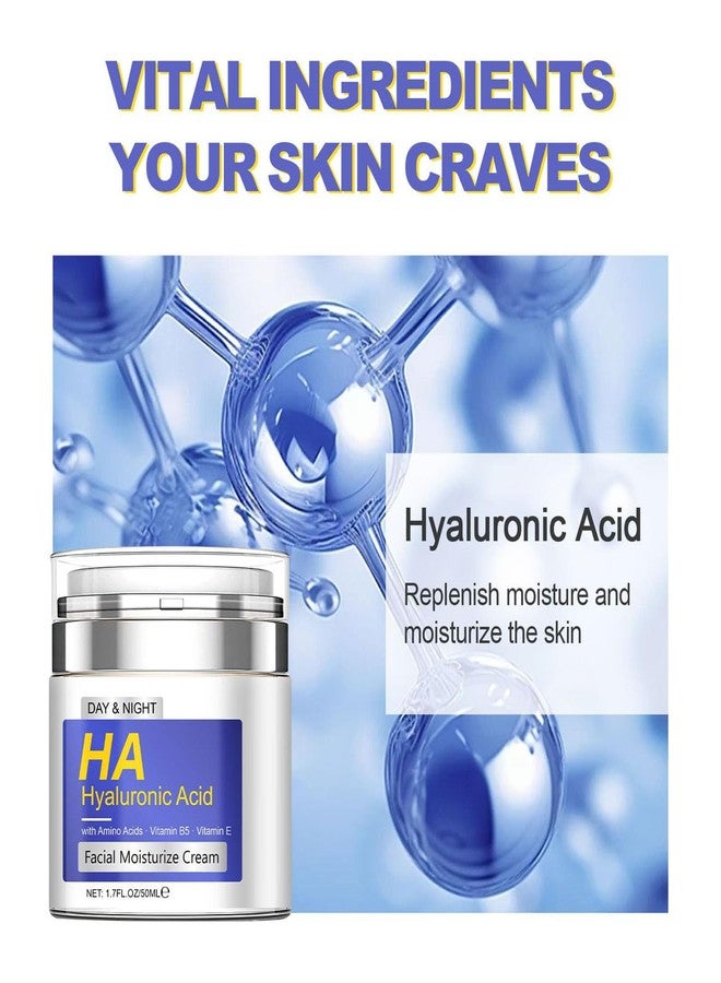 gcdat Hyaluronic Acid Moisturizer with Airless Pump, Facial Moisturize Cream with Amino Acids, Vitamin B5, Vitamin E, Anti-Aging, Hydrating, Reducing Fine Lines for Women, Suitable for Dry Skin, 1.7 Fl. Oz - Image 2