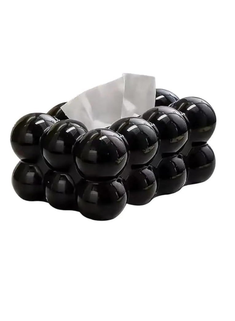 Acrylic Bubbles Tissue Box - Chic and High Quality Design, Made of Pure Acrylic, Perfect for Home Decor L (Black) - Image 1