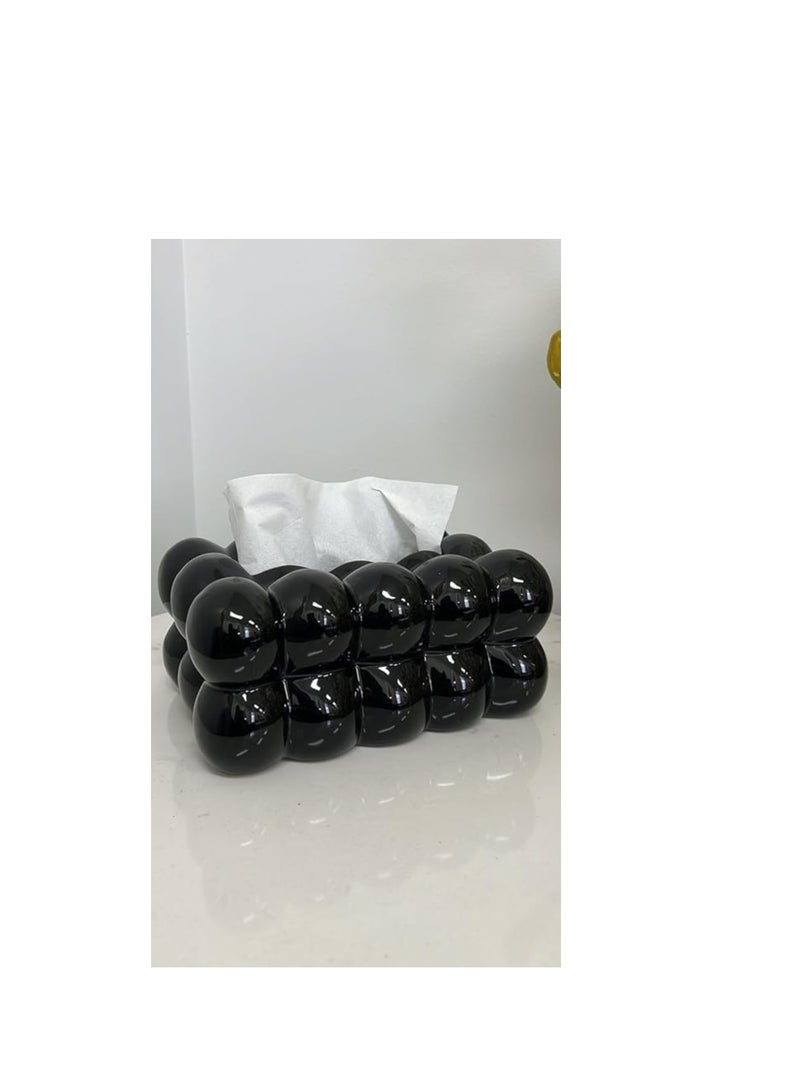 Acrylic Bubbles Tissue Box - Chic and High Quality Design, Made of Pure Acrylic, Perfect for Home Decor L (Black) - Image 2