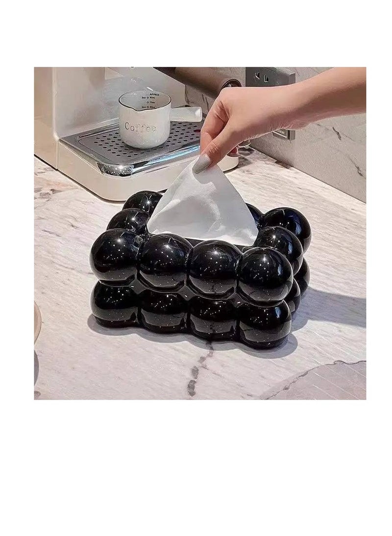 Acrylic Bubbles Tissue Box - Chic and High Quality Design, Made of Pure Acrylic, Perfect for Home Decor L (Black) - Image 3