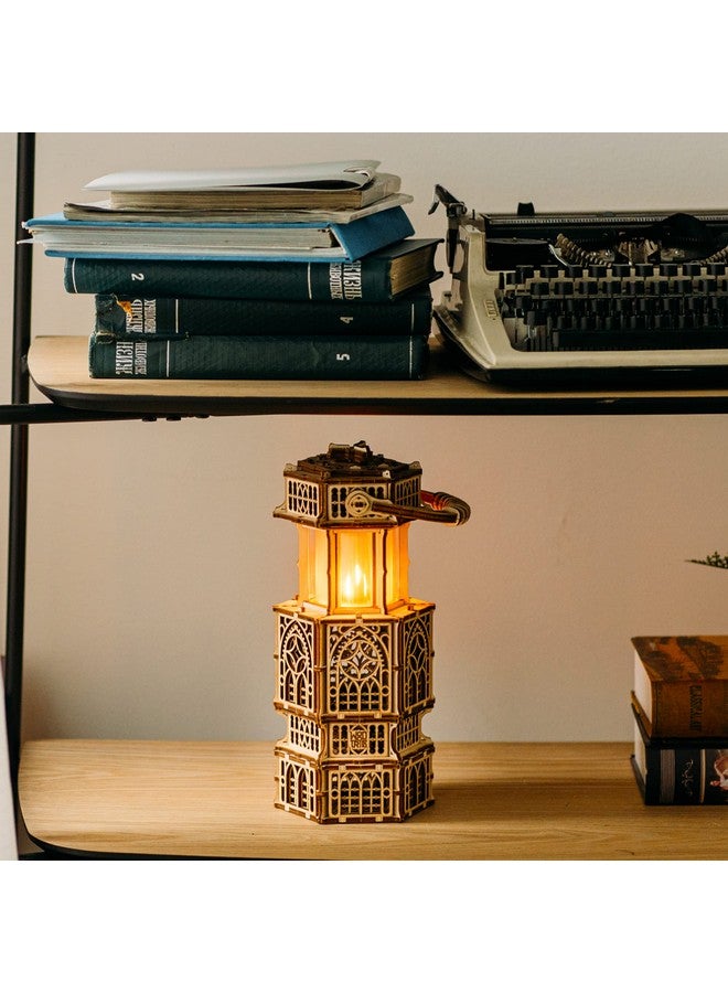 Wood Trick فانوس خشبي عتيق مضيء LED - ألغاز خشبية ثلاثية الأبعاد للبالغين والأطفال للبناء - إضاءة بنمطين - مشروع هندسي DIY نموذج لغز ميكانيكي ثلاثي الأبعاد للبالغين - Image 3