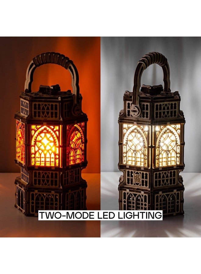 Wood Trick فانوس خشبي عتيق مضيء LED - ألغاز خشبية ثلاثية الأبعاد للبالغين والأطفال للبناء - إضاءة بنمطين - مشروع هندسي DIY نموذج لغز ميكانيكي ثلاثي الأبعاد للبالغين - Image 4