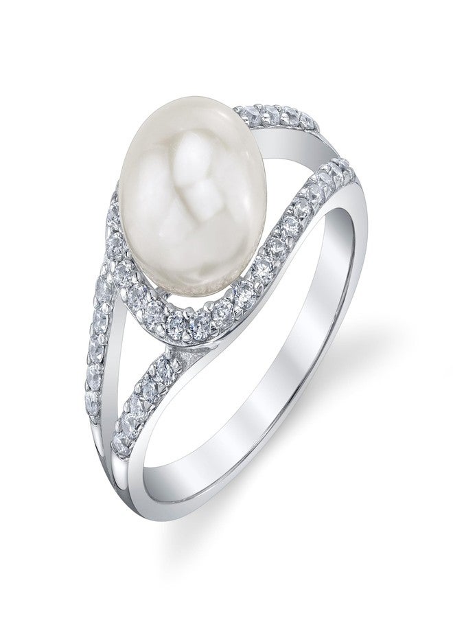 The Pearl Source Freshwater Pearl Ring for Women, 9.0-9.5mm White Cultured Pearl, Ring Size 5.5, AAA Grade, Sterling Silver, Classic Fine Jewelry Gift - Image 1