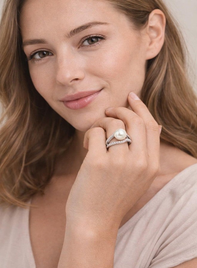 The Pearl Source Freshwater Pearl Ring for Women, 9.0-9.5mm White Cultured Pearl, Ring Size 5.5, AAA Grade, Sterling Silver, Classic Fine Jewelry Gift - Image 3