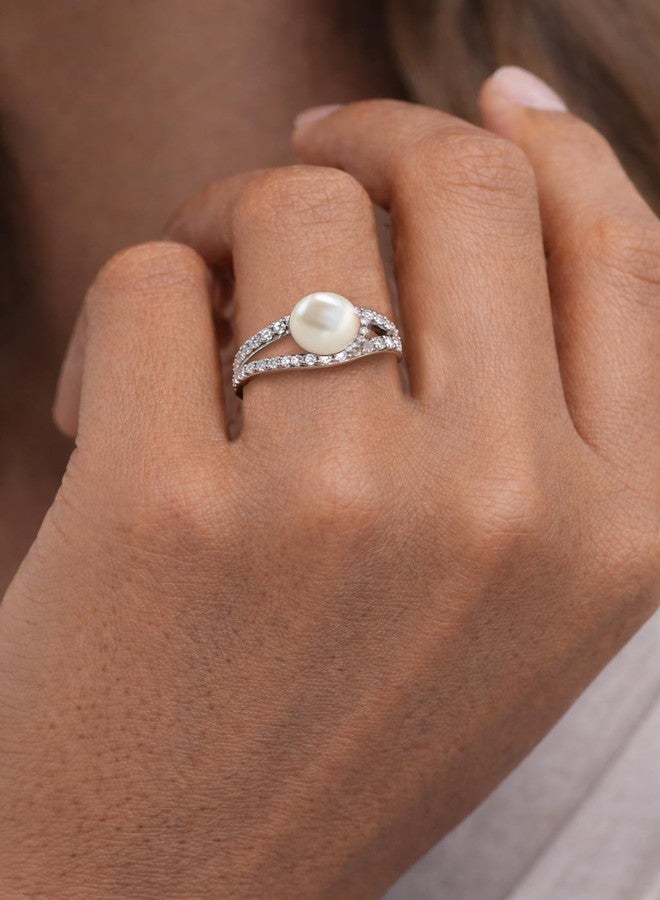 The Pearl Source Freshwater Pearl Ring for Women, 9.0-9.5mm White Cultured Pearl, Ring Size 5.5, AAA Grade, Sterling Silver, Classic Fine Jewelry Gift - Image 2