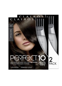 CLAIROL Clairol Nice'n Easy Perfect 10 Permanent Hair Color, 4 Dark Brown, Pack of 2  - Image 1