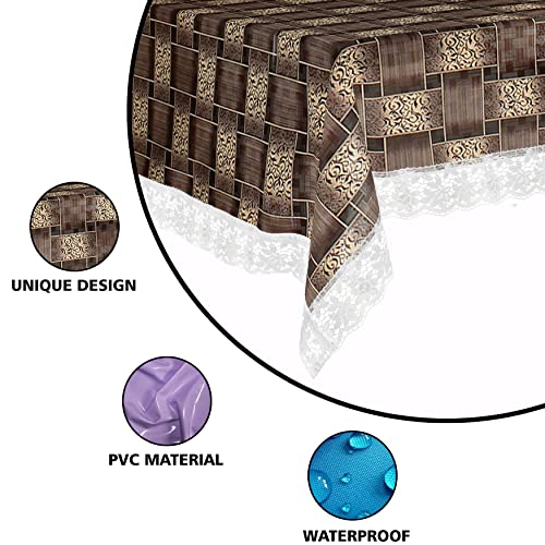 Star Weaves PVC Center Table Cover - Waterproof & Dustproof 4 Seater Table Cover With Lace 40x60 Inches KUM40 - Image 2