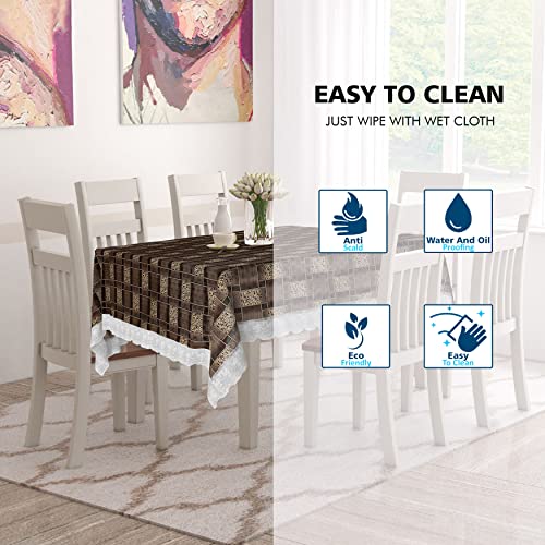 Star Weaves PVC Center Table Cover - Waterproof & Dustproof 4 Seater Table Cover With Lace 40x60 Inches KUM40 - Image 4