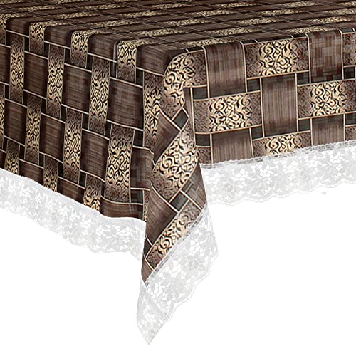 Star Weaves PVC Center Table Cover - Waterproof & Dustproof 4 Seater Table Cover With Lace 40x60 Inches KUM40 - Image 5