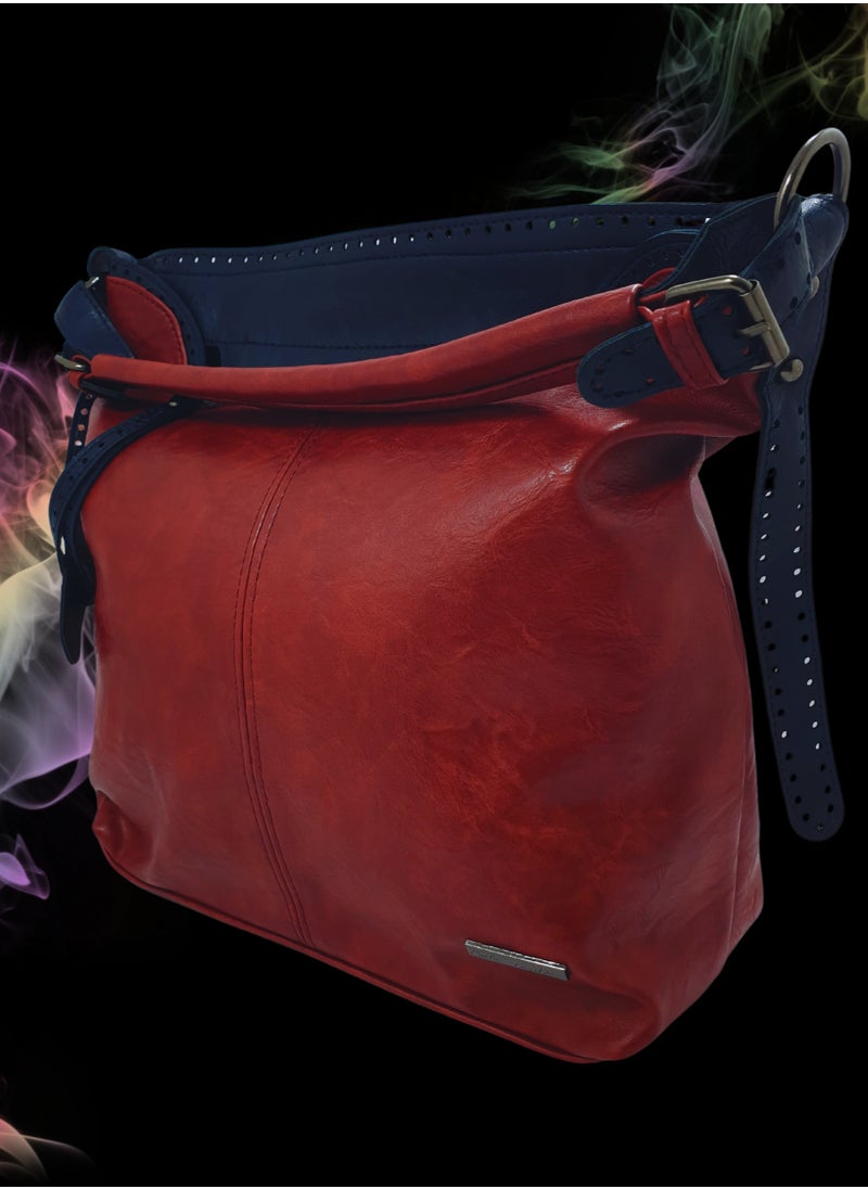 TO FASHION - TO 3007 LEATHER WOMEN’S TOP HANDLE BAG, SHOULDER BAG, CROSS BODY BAG WITH DETACHABLE STRAP, MODERN AND ELEGANT DESIGN, DIMENSIONS 34*32*15 CM RED A - Image 1