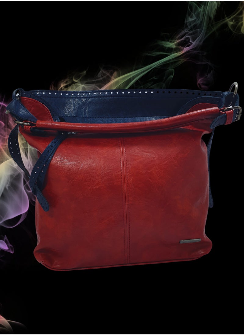 TO FASHION - TO 3007 LEATHER WOMEN’S TOP HANDLE BAG, SHOULDER BAG, CROSS BODY BAG WITH DETACHABLE STRAP, MODERN AND ELEGANT DESIGN, DIMENSIONS 34*32*15 CM RED A - Image 1