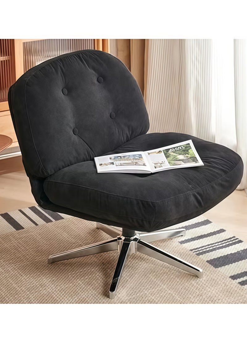 Generic Swivel Accent Chair, Cozy Living Room Chair, Comfy Reading Chair, Criss Cross Chair, Fabric Reading Sofa Chair with Wide Seat, Deep Cushion, 115° Tilt for Living Room, Bedroom-Darkgrey  - Image 1