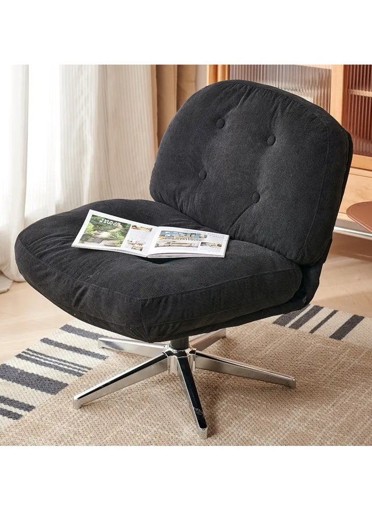 Generic Swivel Accent Chair, Cozy Living Room Chair, Comfy Reading Chair, Criss Cross Chair, Fabric Reading Sofa Chair with Wide Seat, Deep Cushion, 115° Tilt for Living Room, Bedroom-Darkgrey  - Image 3