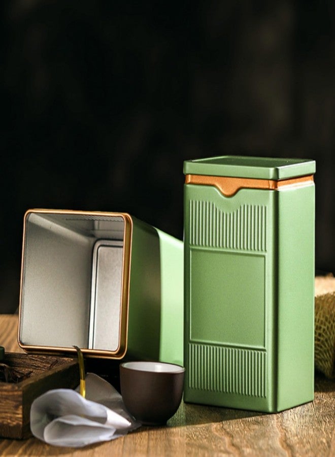 HAN SHENG Square Airtight Tea Tins - Green, Food Storage Containers for Loose Tea, Coffee, Spices (5.9"x3.4"x2.8") - Image 4