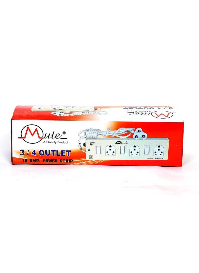 Mute Mute Power Extension Strip 4 Socket I ISI Switch 3 Core Copper Lead 22 Meters 15 Amp Surge Protector Power Strip 4 Socket 1 Switch Ivory  - Image 4